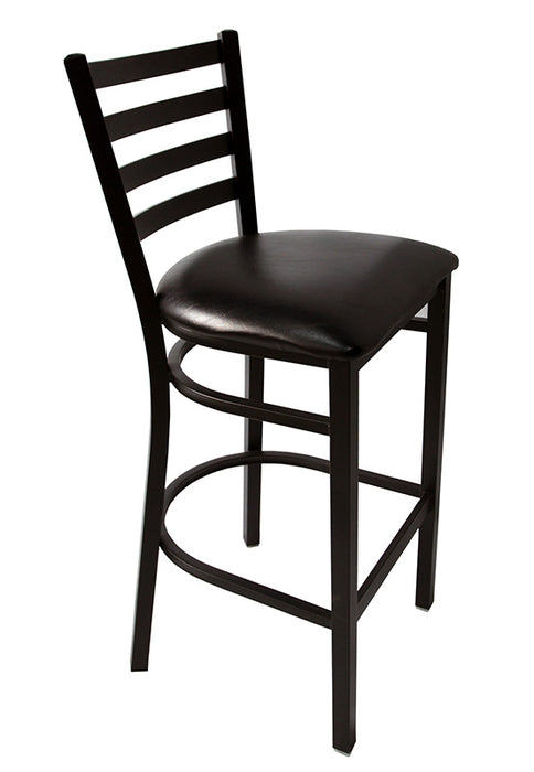 <a href="https://www.barproductsmart.com/ladder-back-metal-bar-stool-black-vinyl">Ladder Back Metal Bar Stool - Black Vinyl Seat</a>