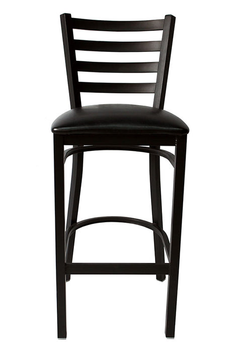 <a href="https://www.barproductsmart.com/ladder-back-metal-bar-stool-black-vinyl">Ladder Back Metal Bar Stool - Black Vinyl Seat</a>