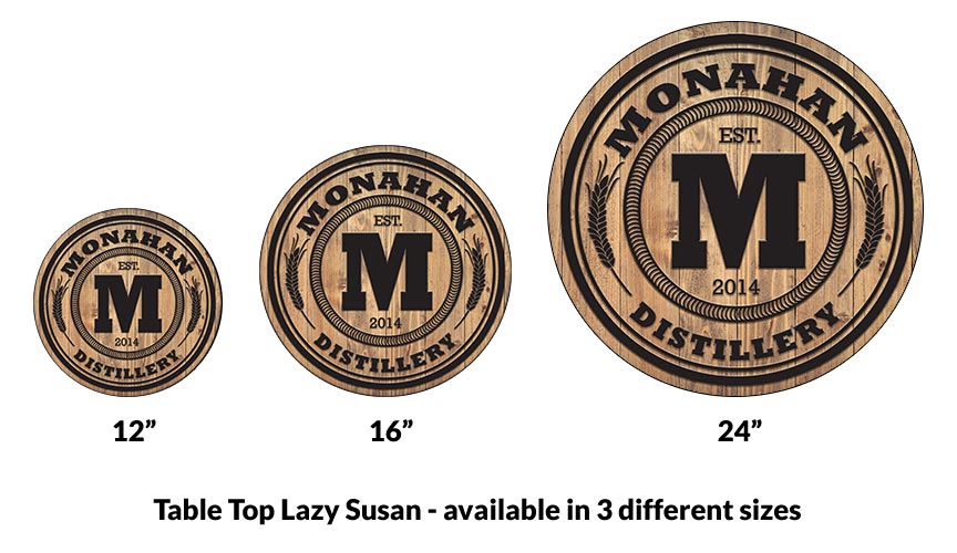 Wood Lazy Susan - Add Your Name - Distillery - Size Variations