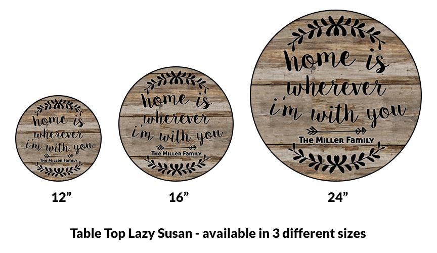 ADD YOUR NAME Lazy Susan - HOME - 3 Different Sizes - Table Top