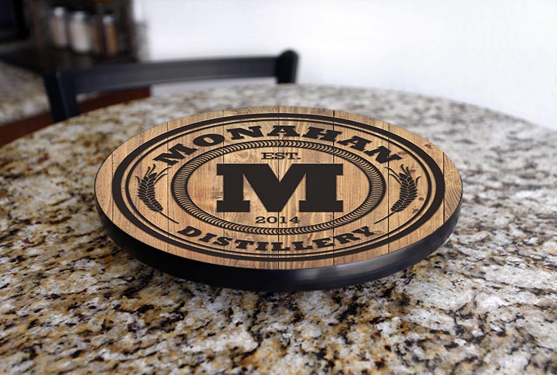 Wood Lazy Susan - Add Your Name - Distillery - Size Variations