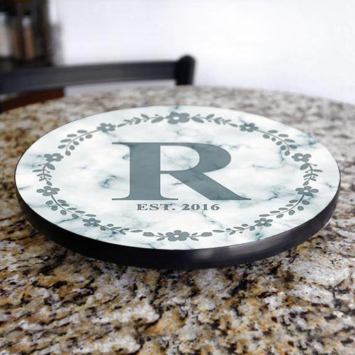 ADD YOUR NAME Lazy Susan - MARBLE MONOGRAM - 3 Different Sizes - Table Top