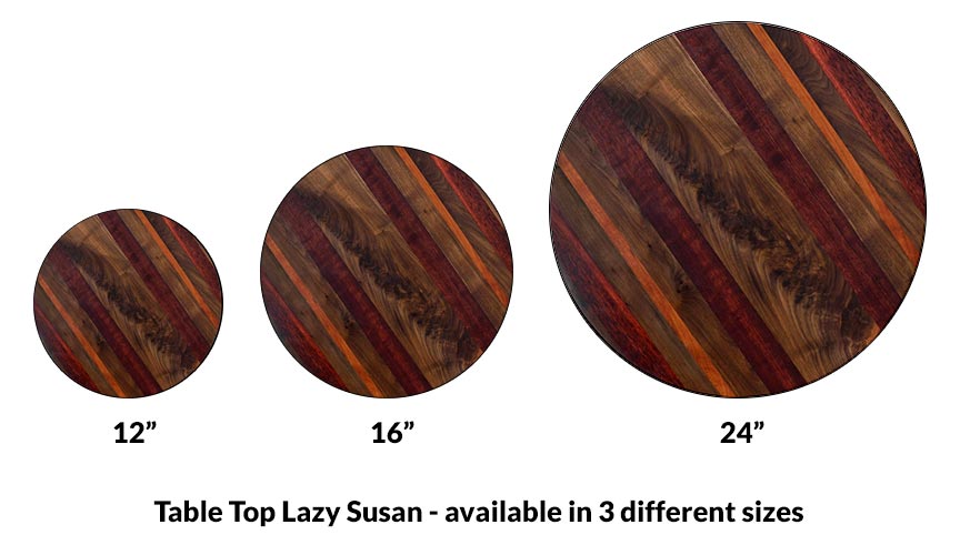 Lazy Susan - WOOD END GRAIN Designs - 3 Different Sizes - For Kitchen Table Top