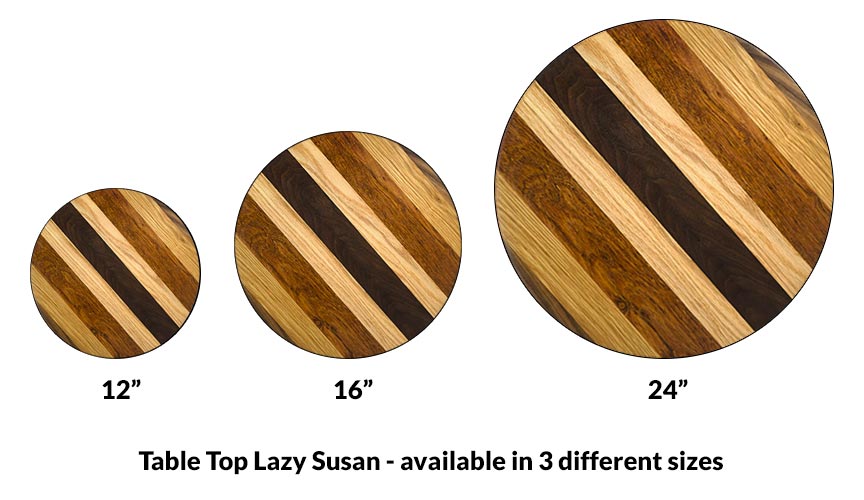 Lazy Susan - WOOD END GRAIN Designs - 3 Different Sizes - For Kitchen Table Top