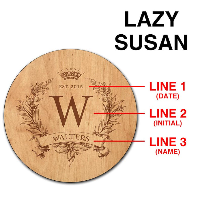 ADD YOUR NAME Lazy Susan - MONOGRAM - 3 Different Sizes - Table Top