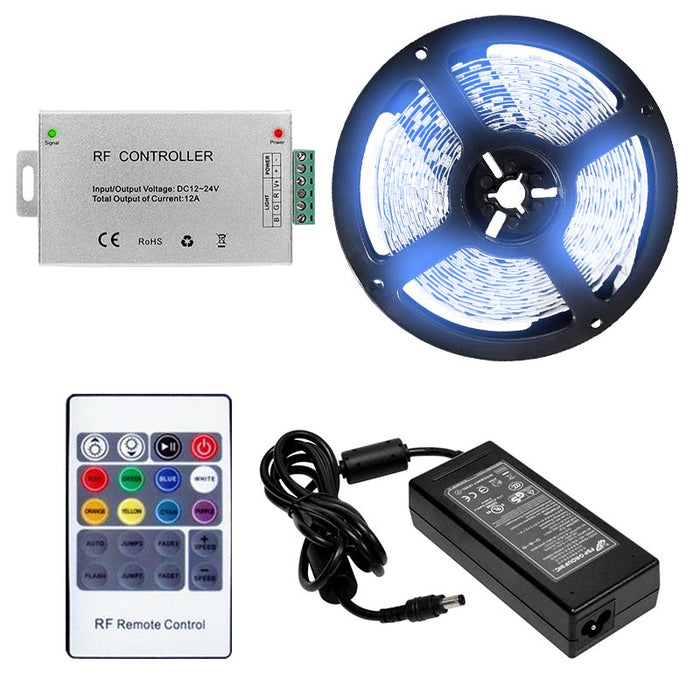 LED 5050 Water-Resistant Light Strip Kit - 5 meter Roll - 10MM - IP65 - RF Controller