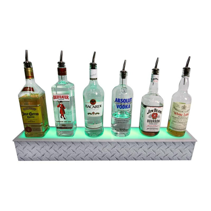 BarConic® LED Liquor Bottle Display Shelf - 1 Step - Diamond Plate Print - Several Lengths