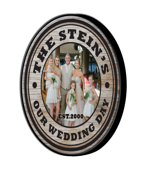 Custom Wood Barrel Top - WEDDING -18" Diameter