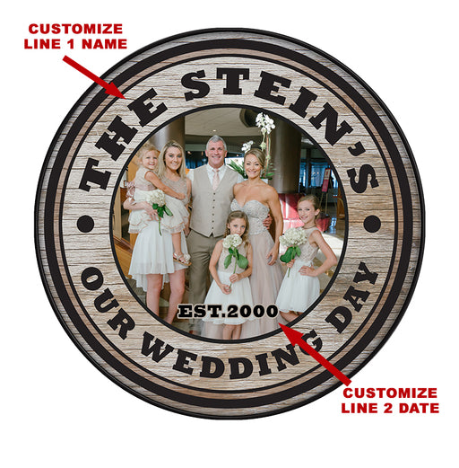 Custom Wood Barrel Top - WEDDING -18" Diameter