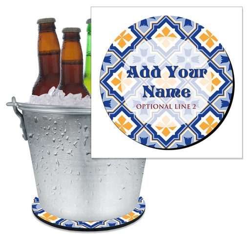 ADD YOUR NAME - Beer Bucket Coaster - Spanish Tile Pattern