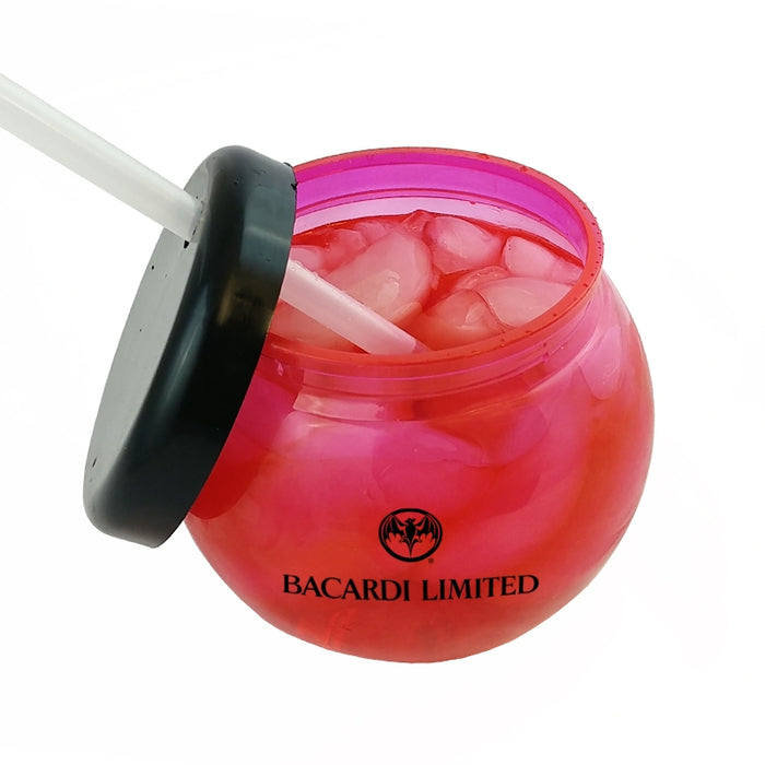 BarConic® 20 oz Pink Fishbowl With Lid and Straw