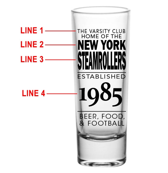 CUSTOMIZABLE - 2oz Tall Clear Shot Glass - Football