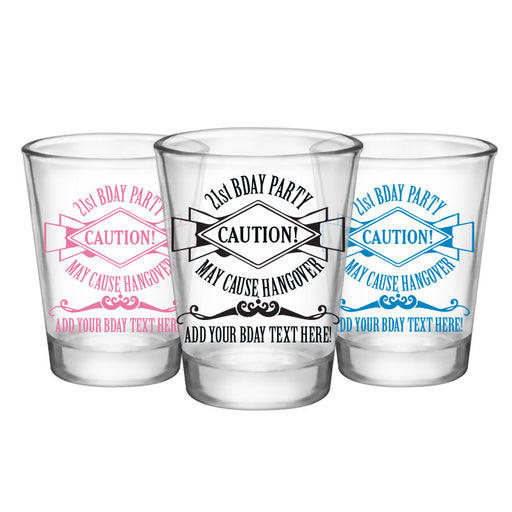  Customizable 1.75 oz. Clear Shot Glass-  21st Bday Party- May Cause Hangover! - AYN