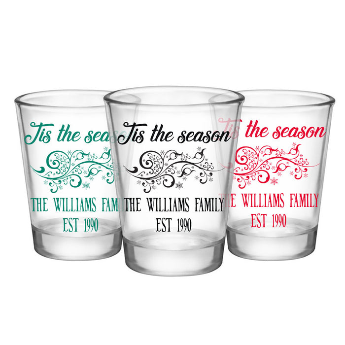 CUSTOMIZABLE - 1.75oz Clear Shot Glass- Tis the Season