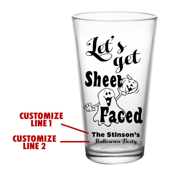 CUSTOMIZABLE - 16oz Pint / Mixing Glass - Sheet Faced Halloween Design