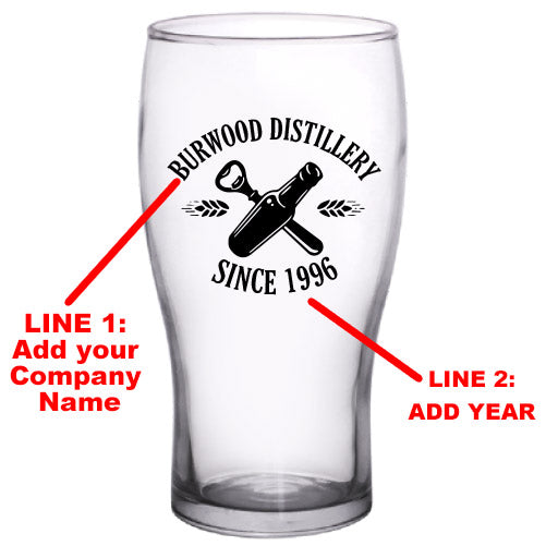 CUSTOMIZABLE - 20oz Imperial Pub Glass- Distillery 