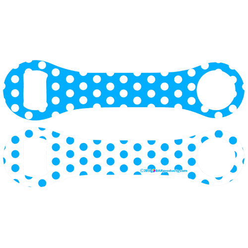 Kolorcoat™ Dog Bone Bottle Opener - Blue and White Polka Dots