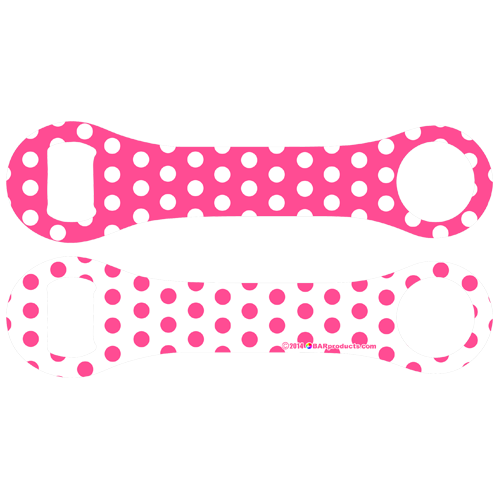 Kolorcoat™ Dog Bone Bottle Opener - Pink and White Polka Dots