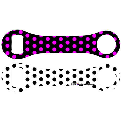 Kolorcoat™ Dog Bone Bottle Opener - Purple, Black and White Polka Dots