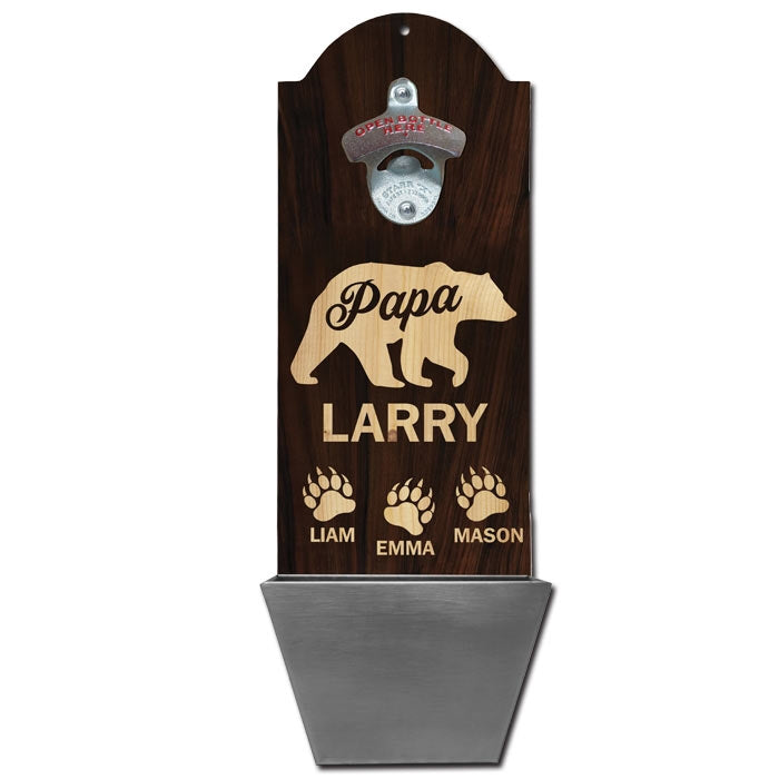 Custom Round Top Plaque with Cap Catcher - Papa Bear