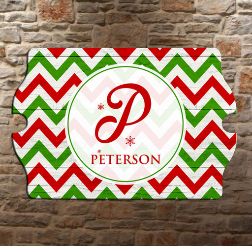 Custom Tavern Shaped Wood Bar Sign - Holiday Monogram