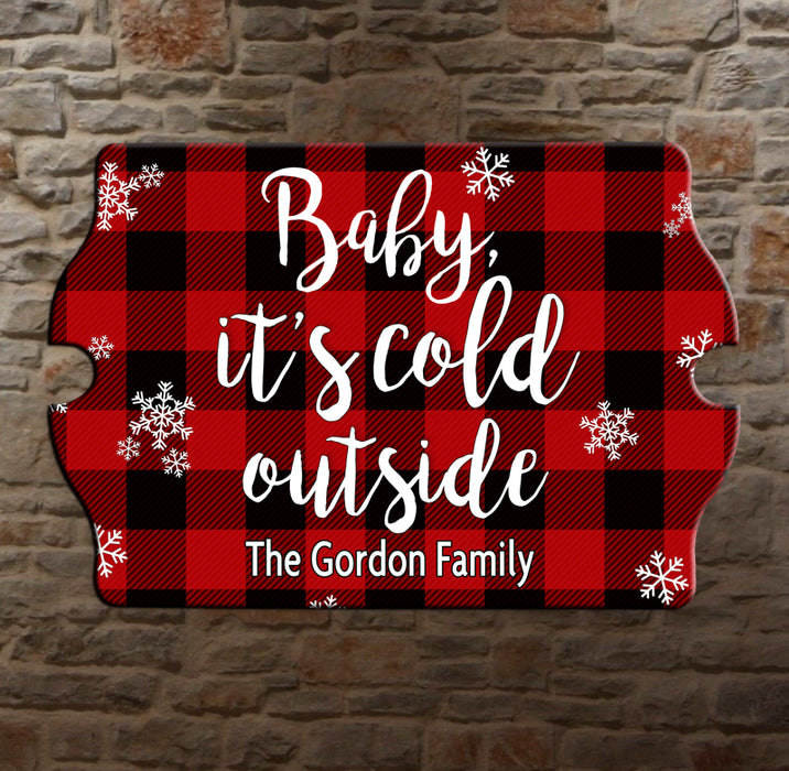 Custom Tavern Shaped Wood Bar Sign - Cold Outside