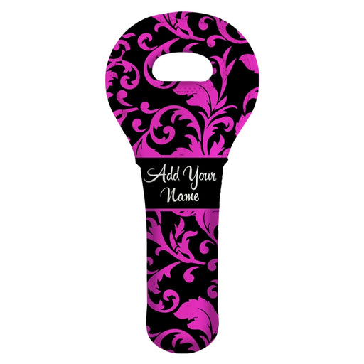 ADD YOUR NAME Wine Totes - Floral Pattern - Several Design Options