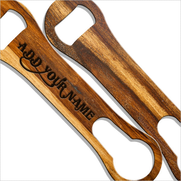 ADD YOUR NAME V-ROD® Bottle Opener – Light & dark wood