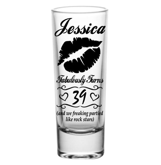 CUSTOMIZABLE - 2oz Tall Clear Shot Glass - Lips