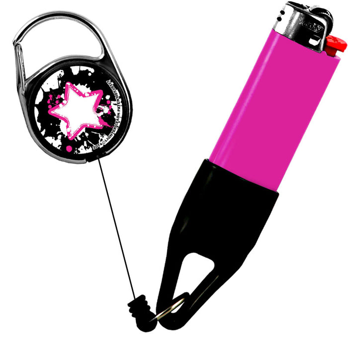 Premium Clip Lighter Leash® - Grunge Pink / Black - Star