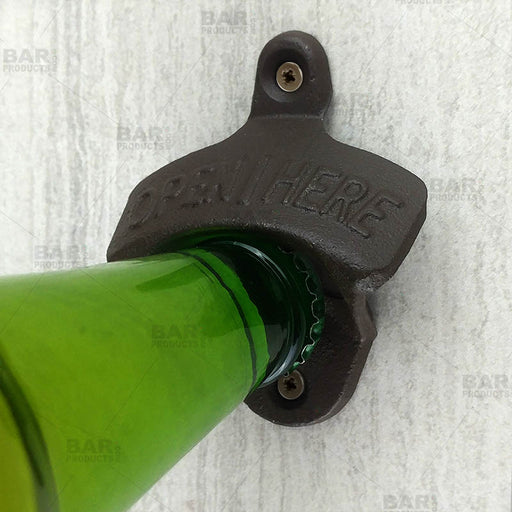 BarConic® Wall Mounted Bottle Opener - Open Here - Cast Iron