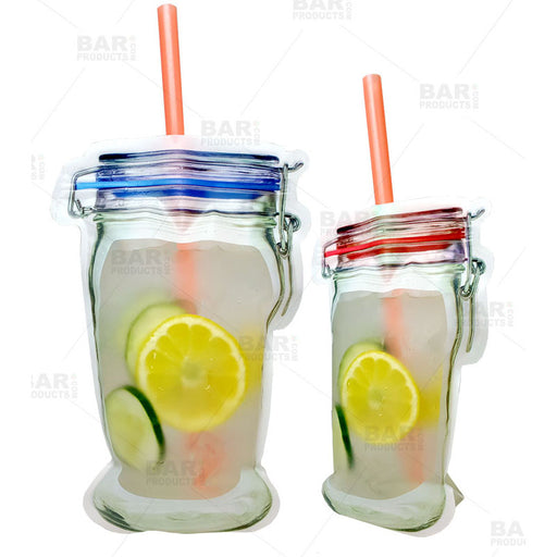 Zipper Cocktail Bags - Mason Jar Design - Compare Sizes