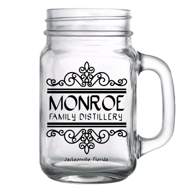 CUSTOMIZABLE - 16oz Mason Jar with Handle - Calligraphy