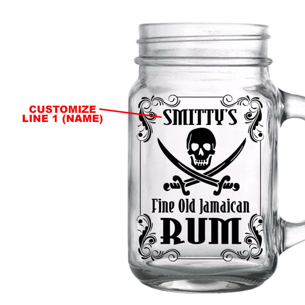 CUSTOMIZABLE - 16oz Mason Jar with Handle - Rum