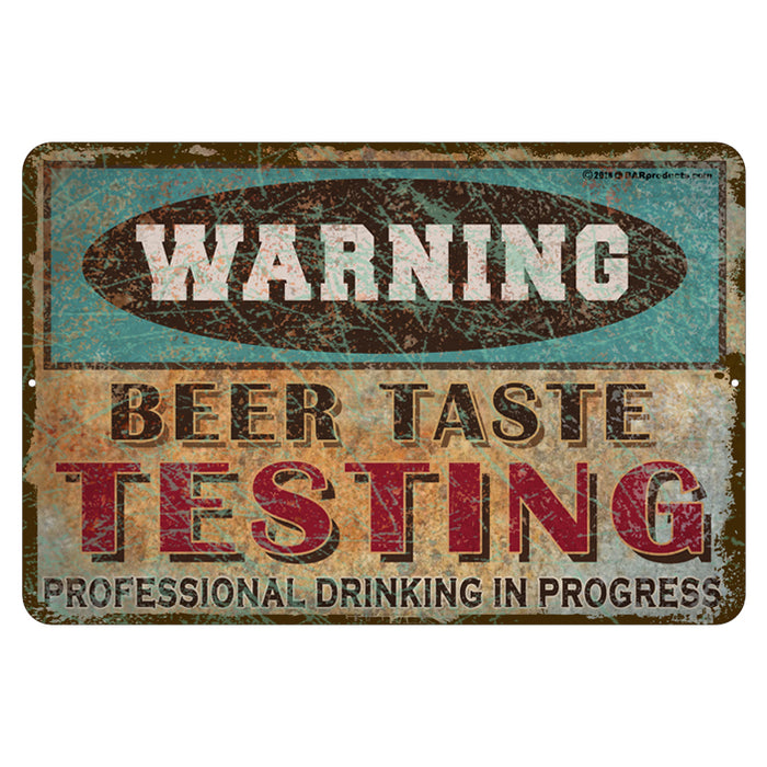 CUSTOMIZABLE Vintage Metal Bar Sign - 12" x 18" - Warning