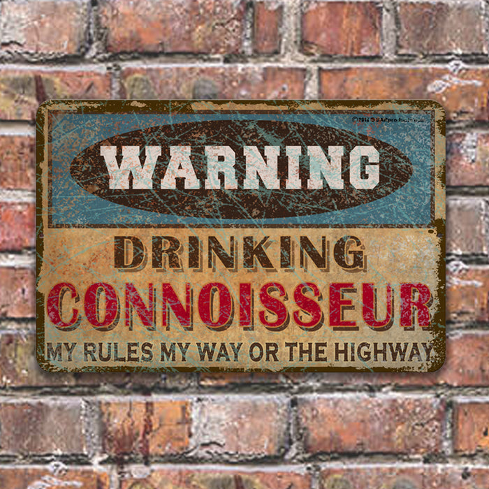 CUSTOMIZABLE Vintage Metal Bar Sign - 12" x 18" - Warning