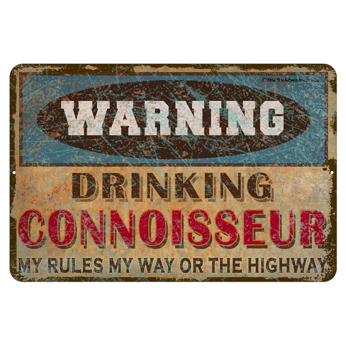 CUSTOMIZABLE Vintage Metal Bar Sign - 12" x 18" - Warning