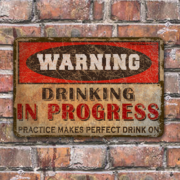 CUSTOMIZABLE Vintage Metal Bar Sign - 12" x 18" - Warning