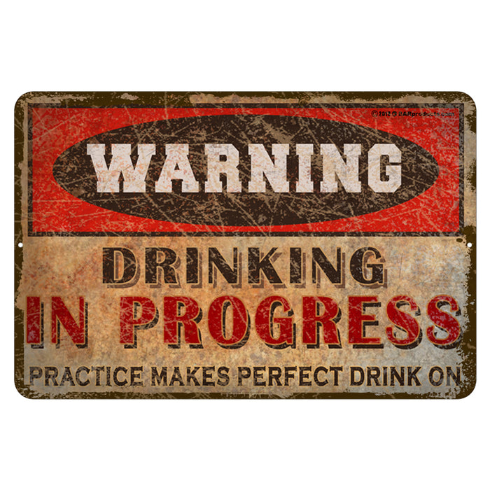 CUSTOMIZABLE Vintage Metal Bar Sign - 12" x 18" - Warning