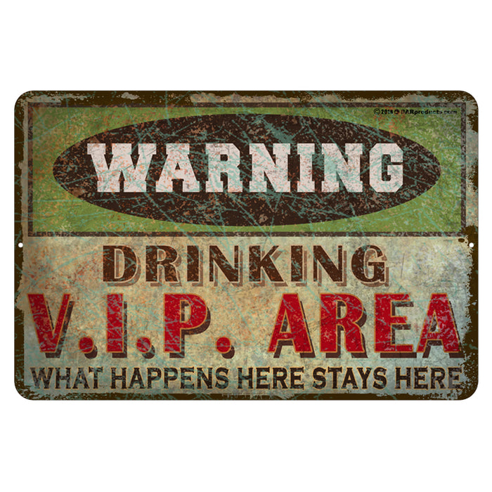 CUSTOMIZABLE Vintage Metal Bar Sign - 12" x 18" - Warning