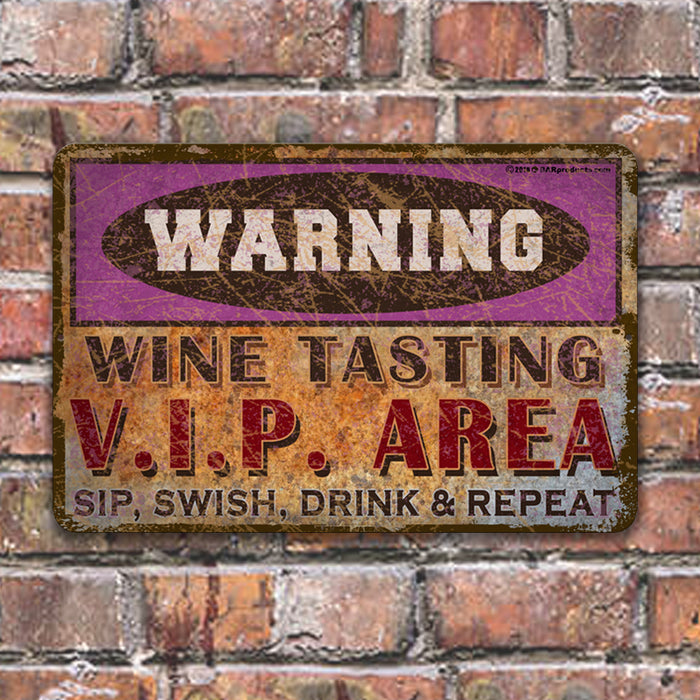 CUSTOMIZABLE Vintage Metal Bar Sign - 12" x 18" - Warning