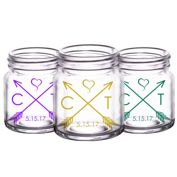 CUSTOMIZABLE - 2oz Clear Mini Mason Jar Shot Glass - Arrow