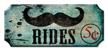 Mustache Rides Wood Plaque Kolorcoat™ Sign