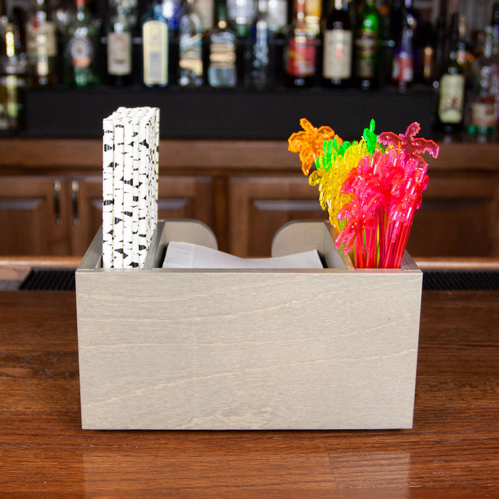 Wooden Bar Napkin & Straw Caddy - Earl Grey