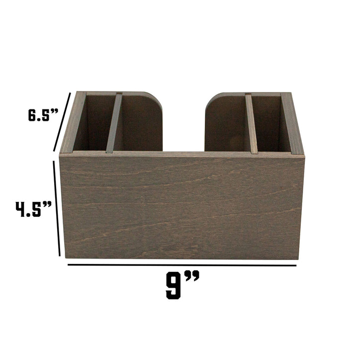 Wooden Bar Napkin & Straw Caddy - Earl Grey - Dimensions 