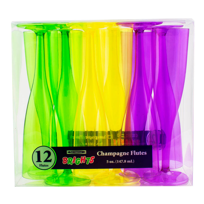 1 Piece Neon Pack of Champagne Glasses - 12 count - 5oz