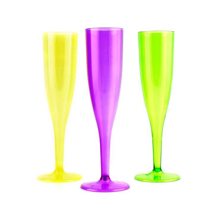 1 Piece Neon Pack of Champagne Glasses - 12 count - 5oz