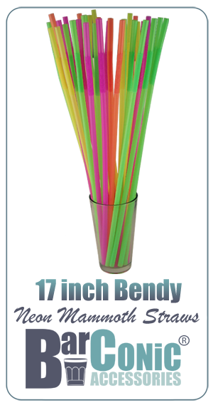 BarConic® Mammoth Bendy Straws - 17" - Assorted Neon - Pack of 200