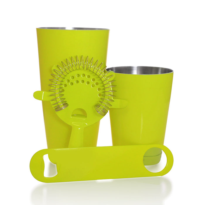 Bartending Set w/ Speed Opener - Neon Yellow - 4 Piece