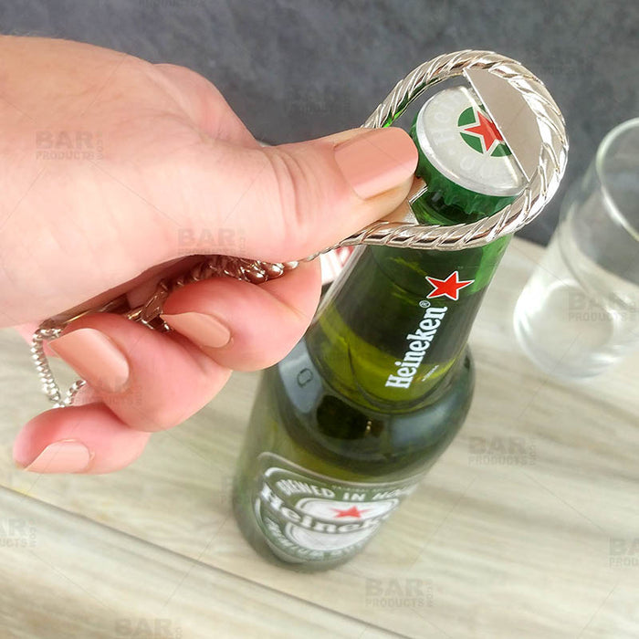 BarConic® Handheld Bottle Opener - Rope Themed - Silver